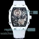 Richard Mille Ultra thin watch - Swiss Copy RM 27-05 Tourbillon Rafael Nadal White Carbon TPT Wrist